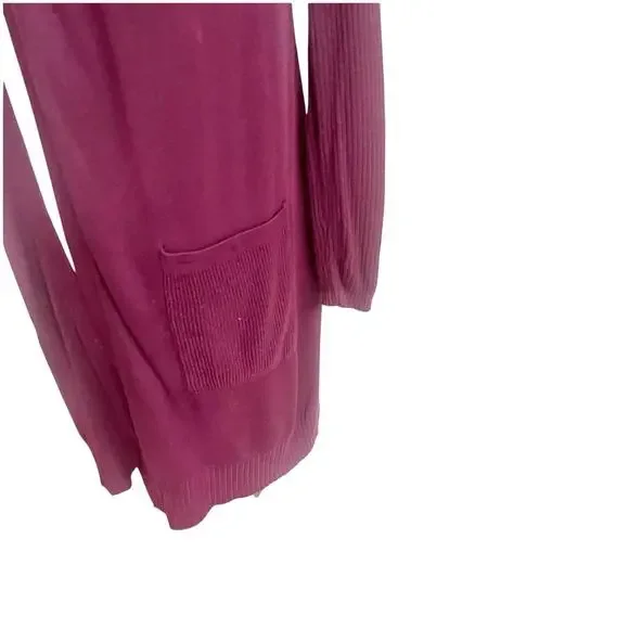 I.N.C International Concepts Longline Cardigan Size Medium Burgundy Lightweight - Picture 5 of 12